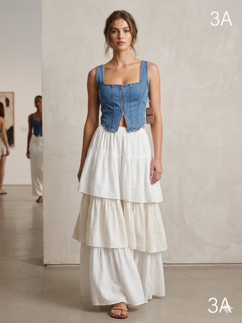 NWT Sleeveless Denim Zip-Front Camisole Top - Light Blue